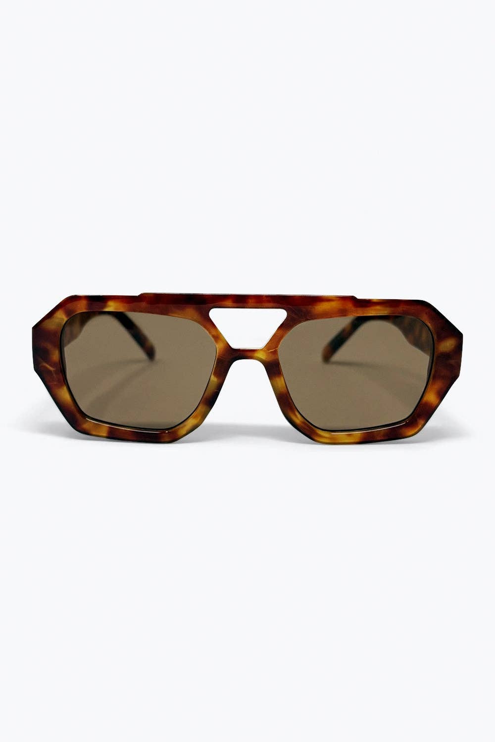 Lunettes de soleil à monture géométrique écaille de tortue marron: BROWN / ONE