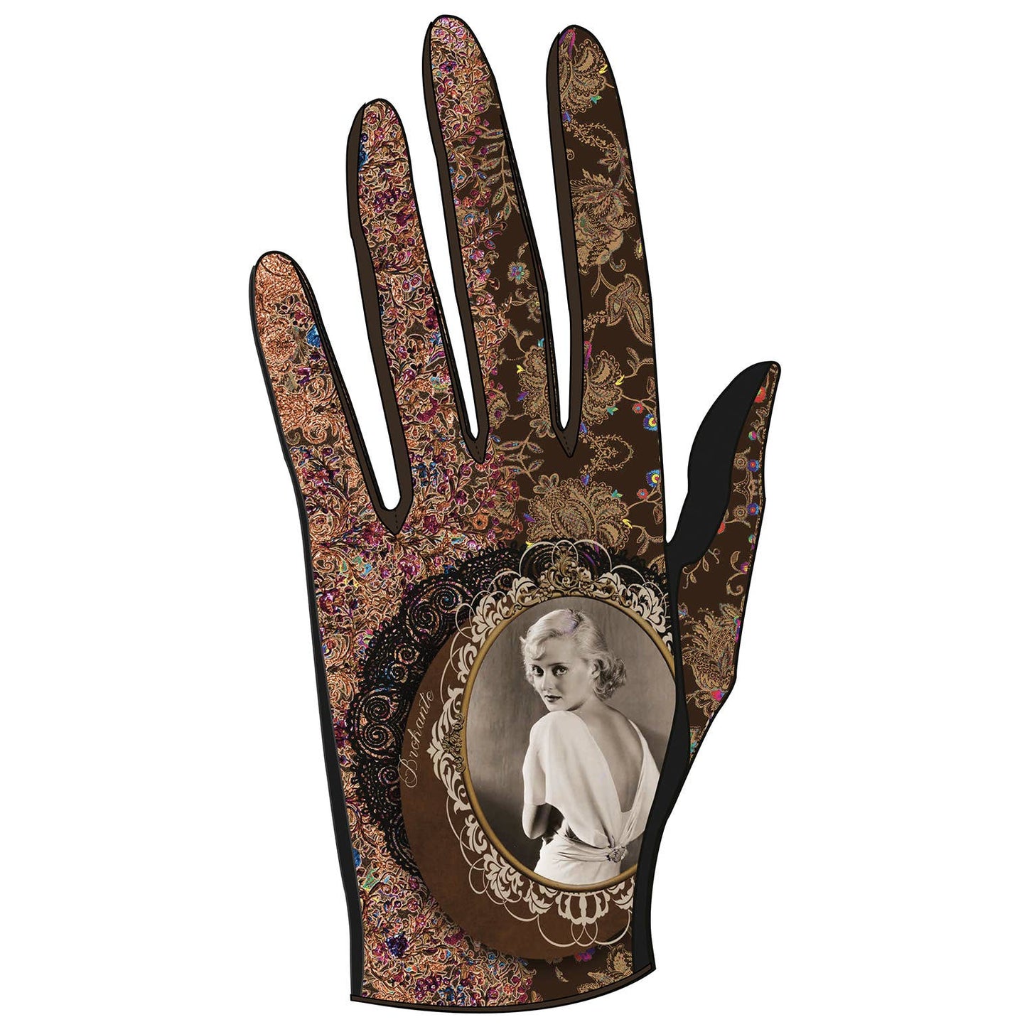 Gants avec empiècements cuir ELISABETH: S
