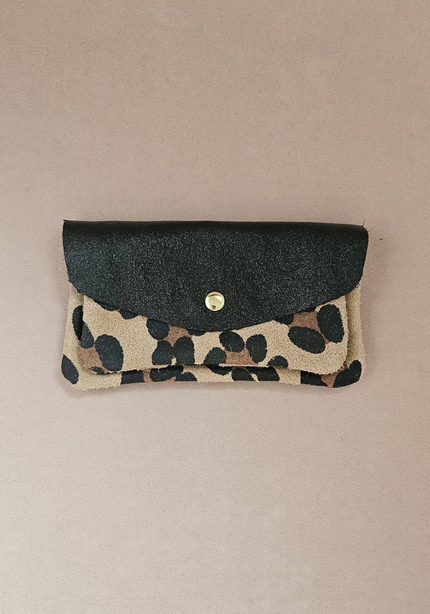 Pochette cuir double poches léopard: Platine/jaguard