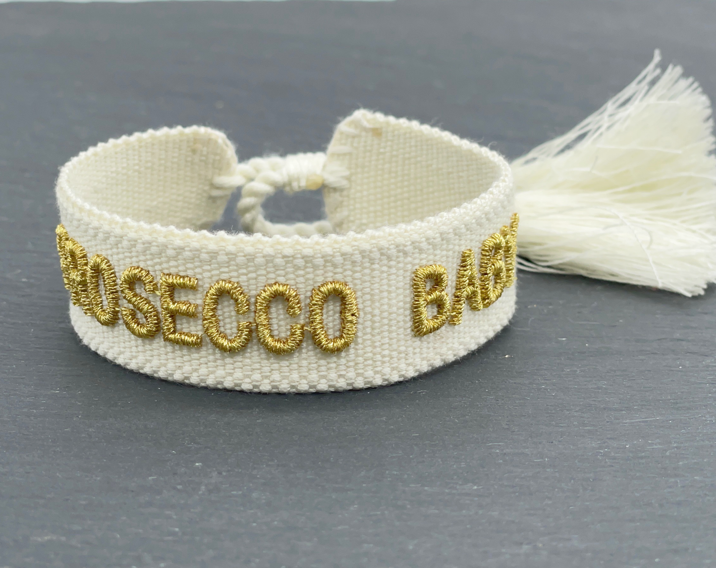 Bracelet tendance PROSECCO BABY tissé et brodé