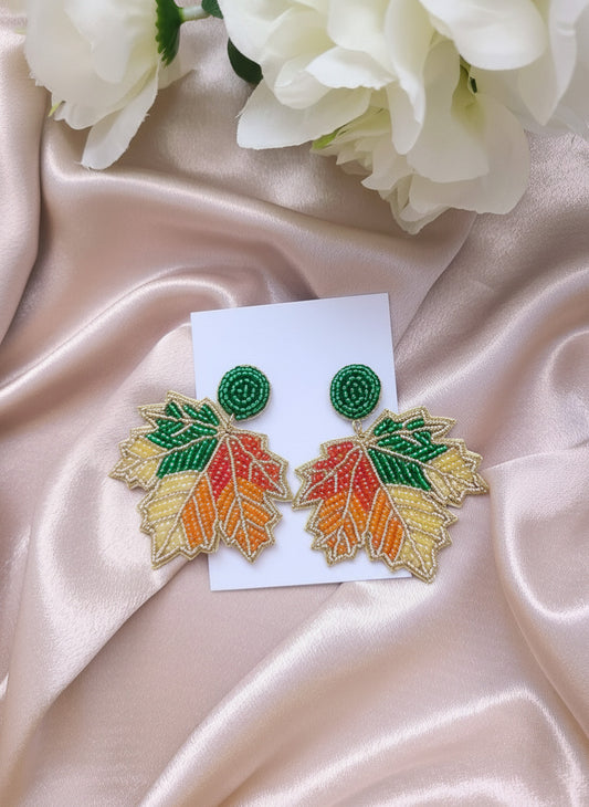 Boucles d'oreilles Feuille d'érable rouge