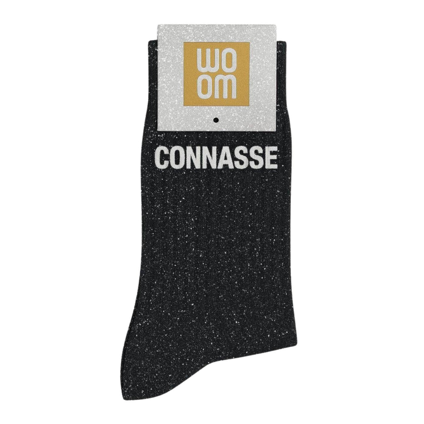 Chaussettes à Paillettes à Message "Connasse" Noir
