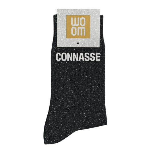 Chaussettes à Paillettes à Message "Connasse" Noir