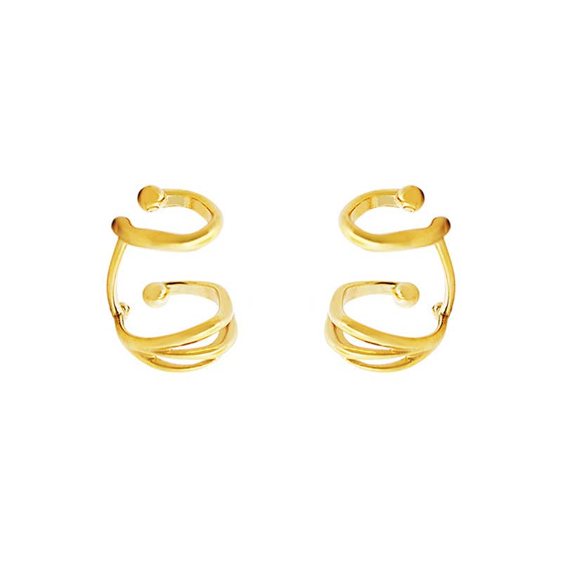 BIJOU D'OREILLE EARCUFF À DOUBLE ANNEAU ONDULÉ