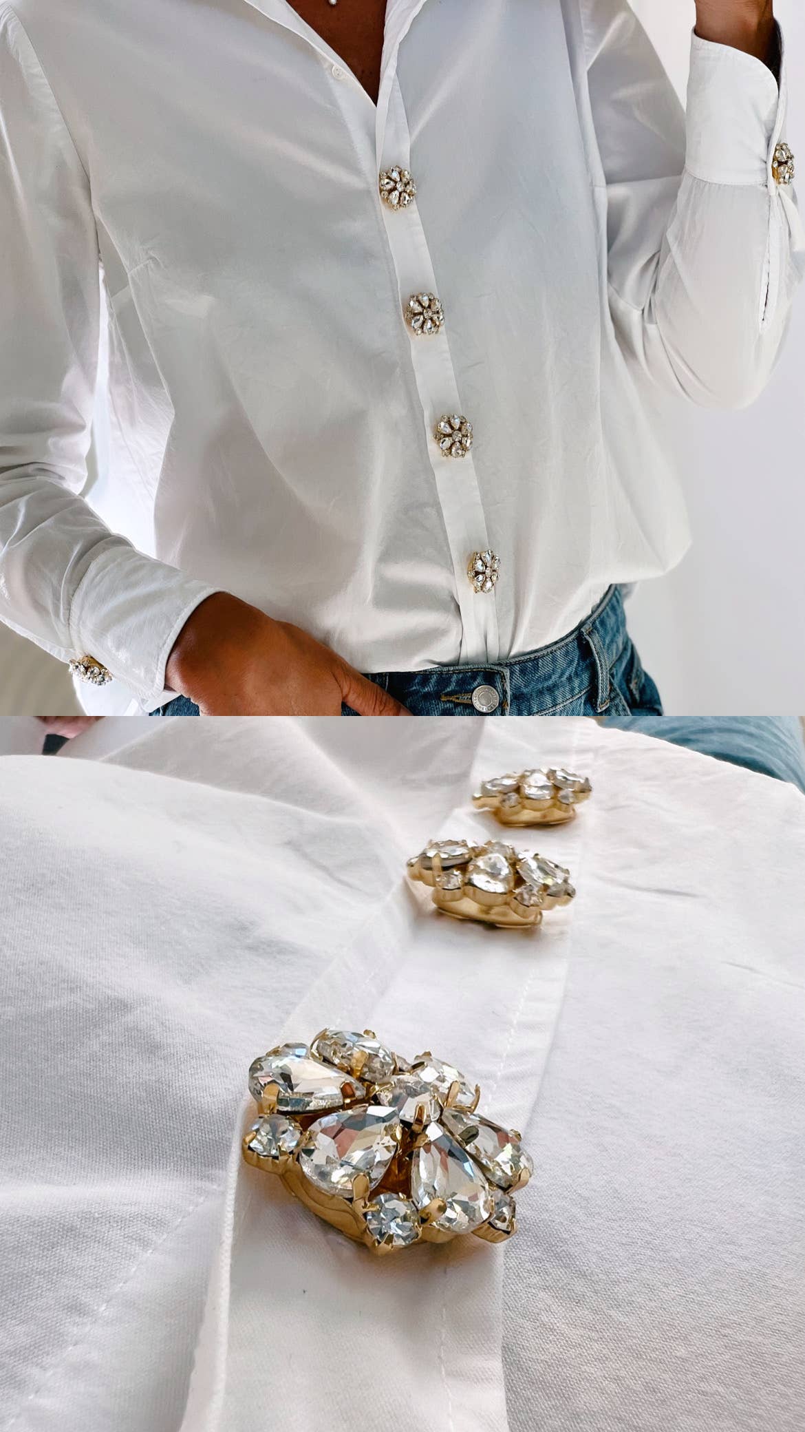 Bijoux de Boutons Fleur Blanche Charm Or 5P