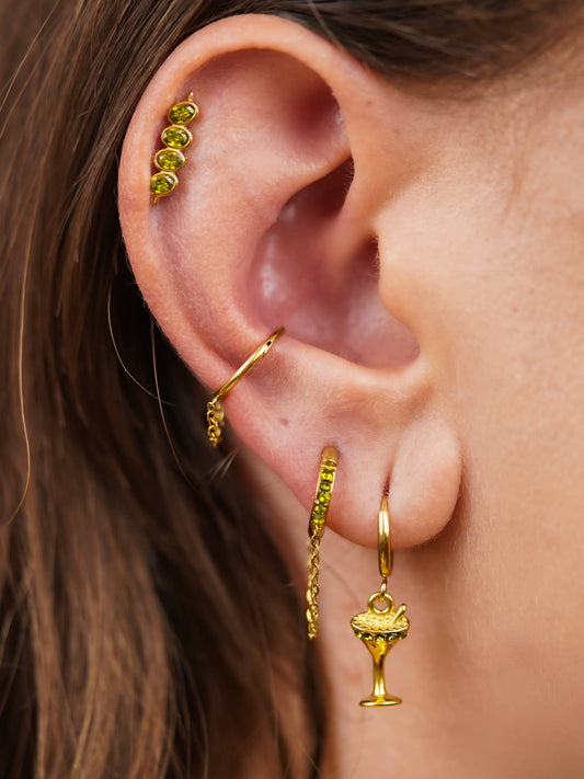 Ensemble de 4 Bijoux d’Oreilles Martini Dorés en Acier Inoxydable