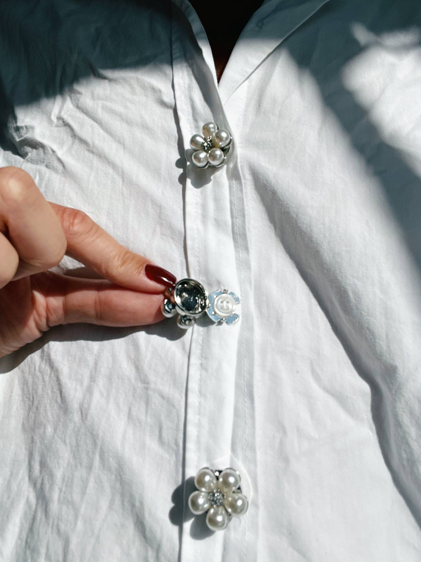 Bijoux de Bouton Rosi – Charm Bouton Fleur de Perle Argent 5P