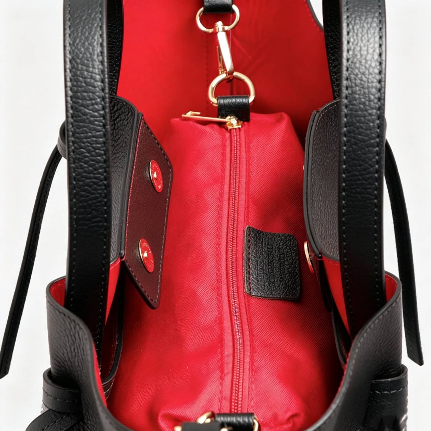 Sac à main en cuir grainé noir – Porté épaule avec pochette