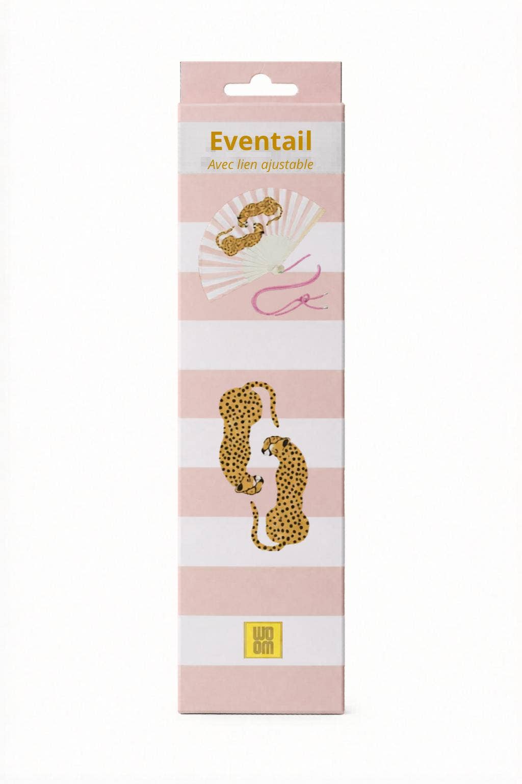 Eventail avec bandoulière - Léopard Rayé Rose: Default Title