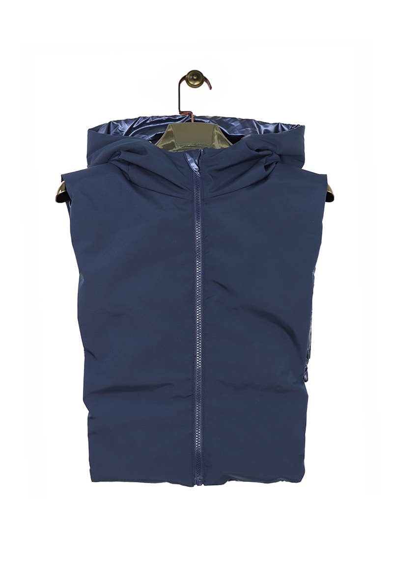 Capuche doudoune imperméable réversible : Bleu marine