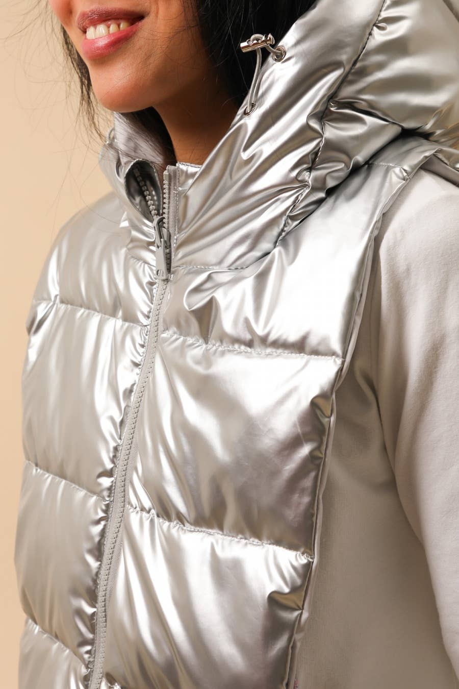 Capuche doudoune imperméable réversible : Acier – photo 6 – Miss Cappuccino