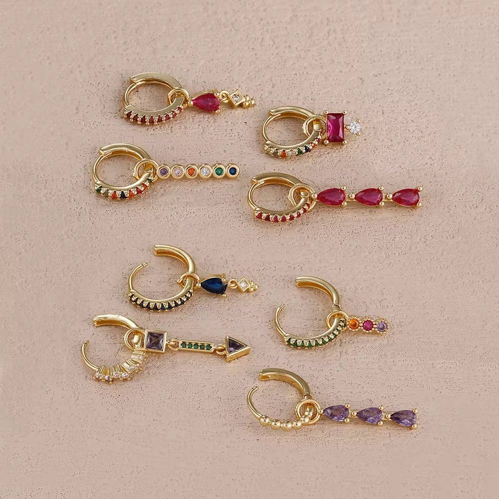 Tessa – Ensemble 4 Bijoux d’Oreilles Multicolores & Dorés