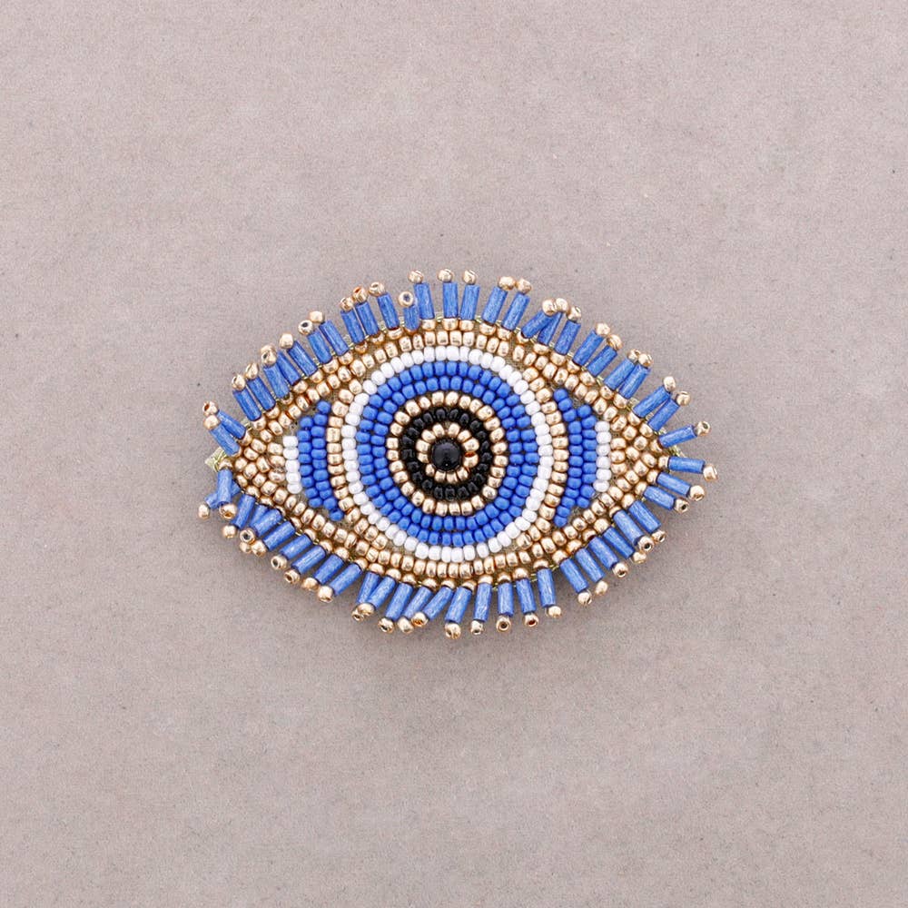 Broche Œil  Perles: Azul