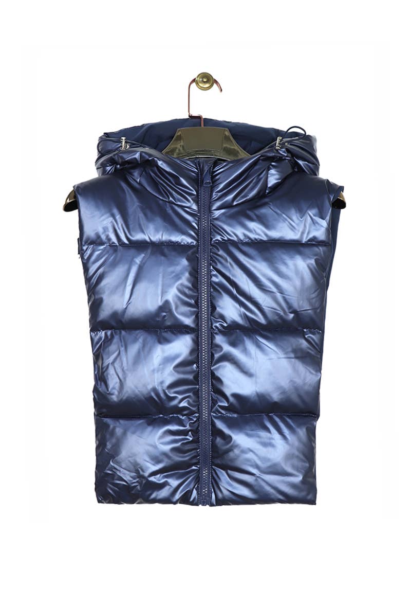 Capuche doudoune imperméable réversible : Bleu marine – photo principale – Miss Cappuccino