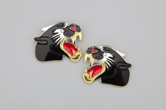 Boucles d’oreilles visage de panthère noir