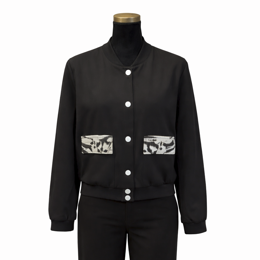 Veste bomber noire oversize – Pièce unique Miss Cappuccino x Voglio Bene