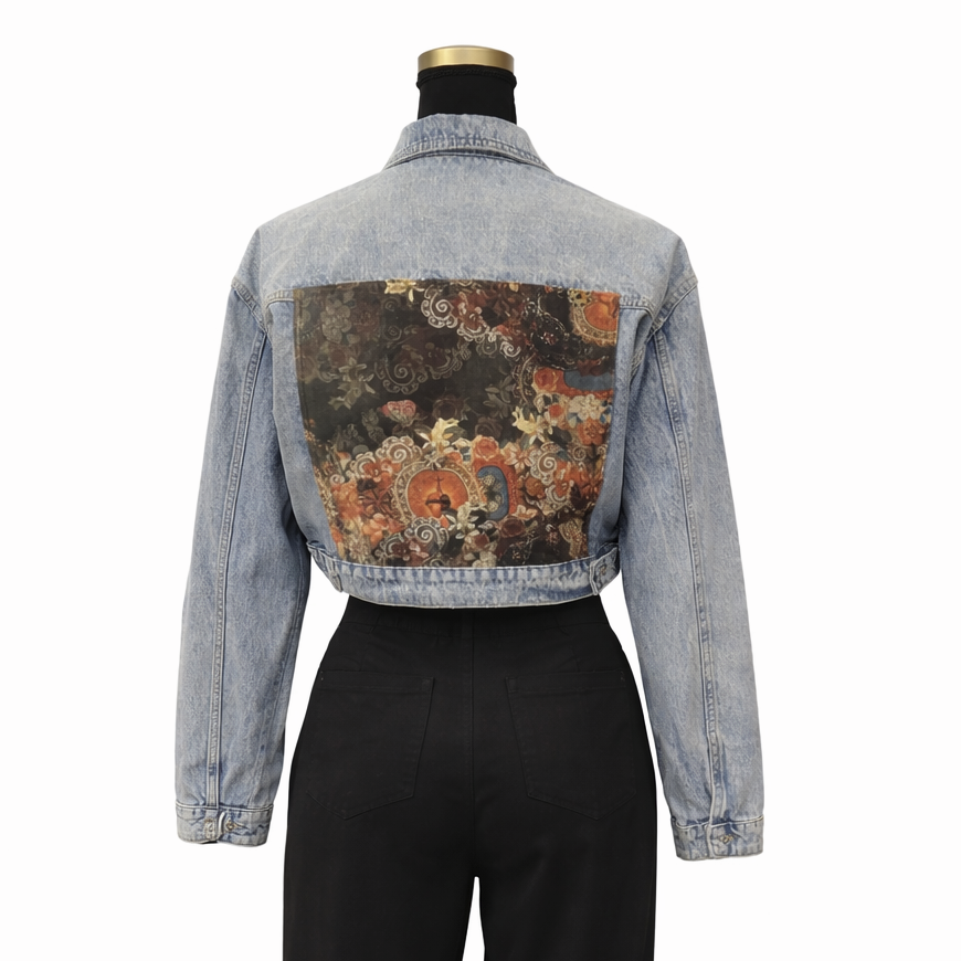 Veste en jean customisée oversize – Création Miss Cappuccino avec Design Voglio Bene