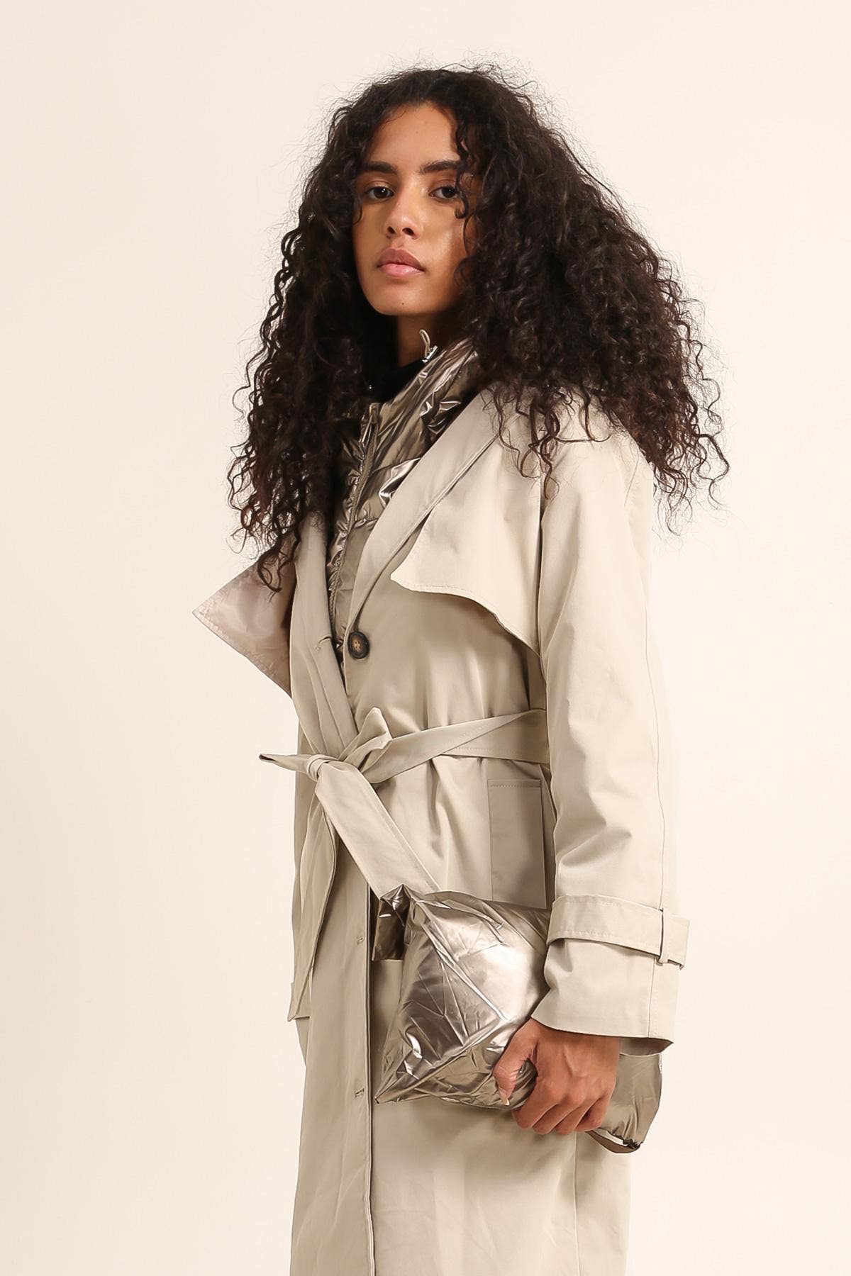Capuche doudoune imperméable réversible : Acier – photo 4 – Miss Cappuccino