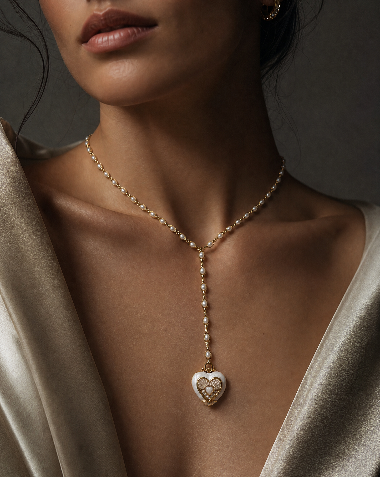 Corazón Blanc Lariat — Bijoux spirituels