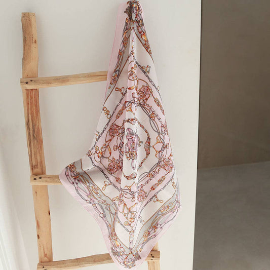 Foulard bandana en satin rose pâle baroque
