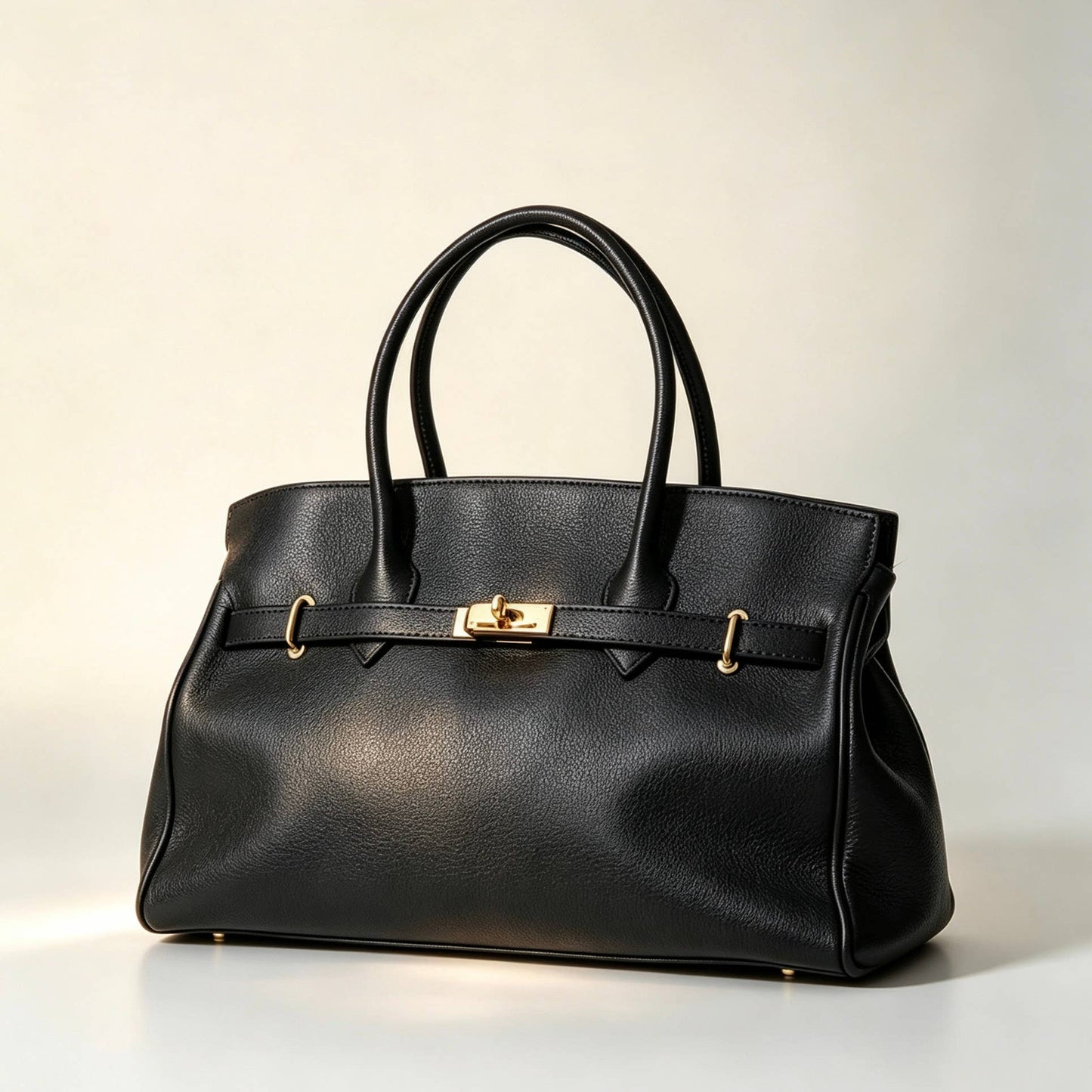 Sac à mains en véritable cuir martelé noir – Fabrication italienne