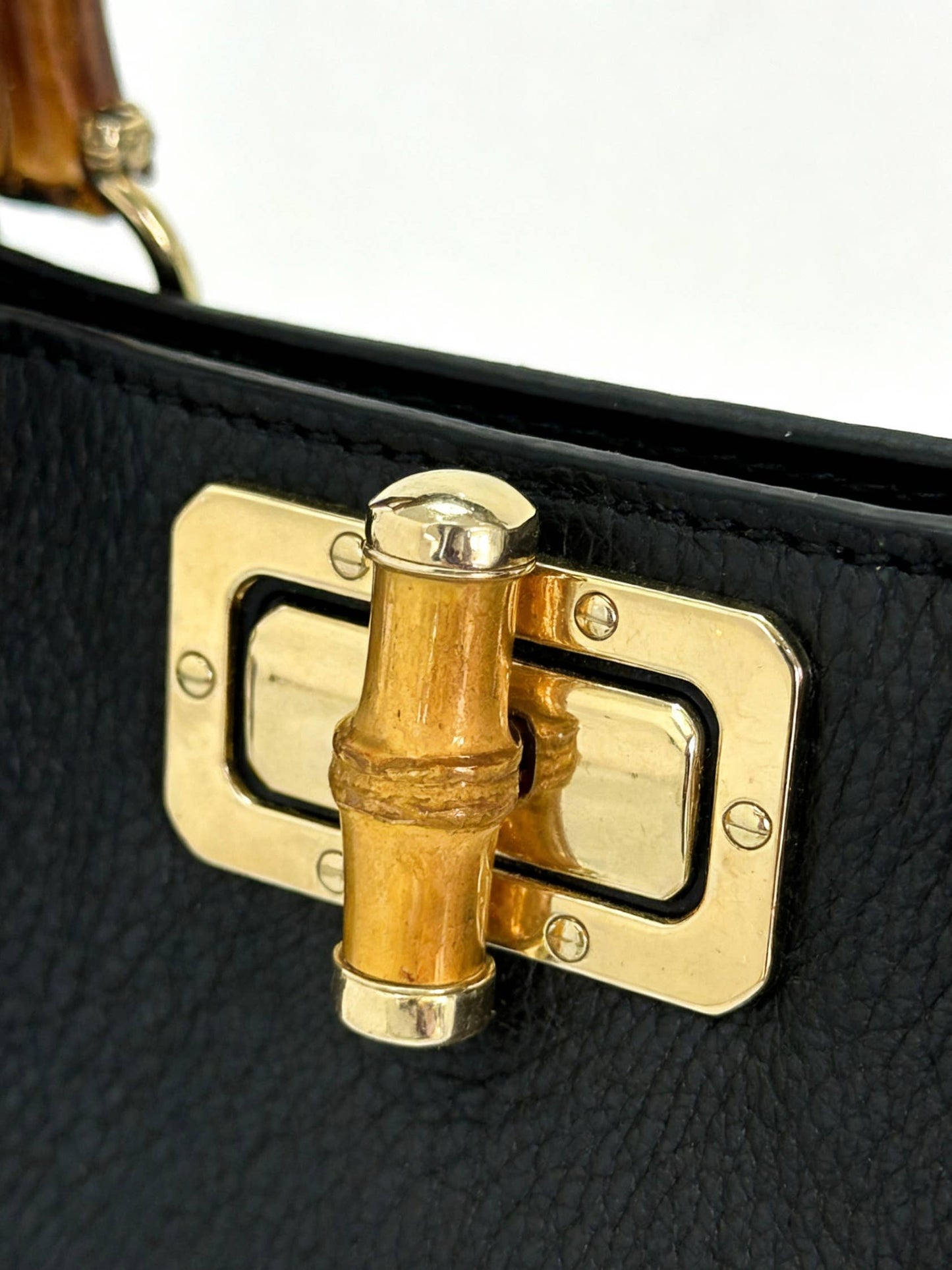 Sac en cuir avec poignées en bambou naturel: CAMEL