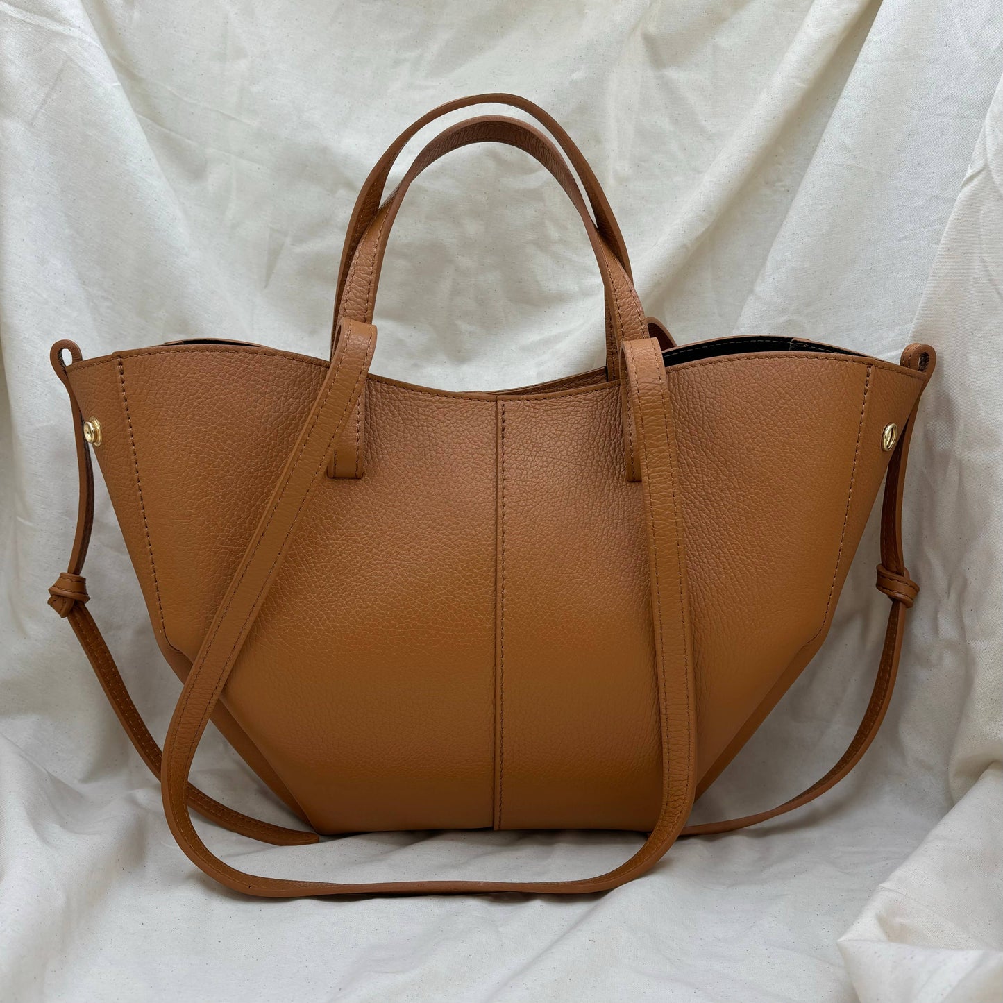 Sac à main en véritable cuir Dollaro camel – Fabrication italienne
