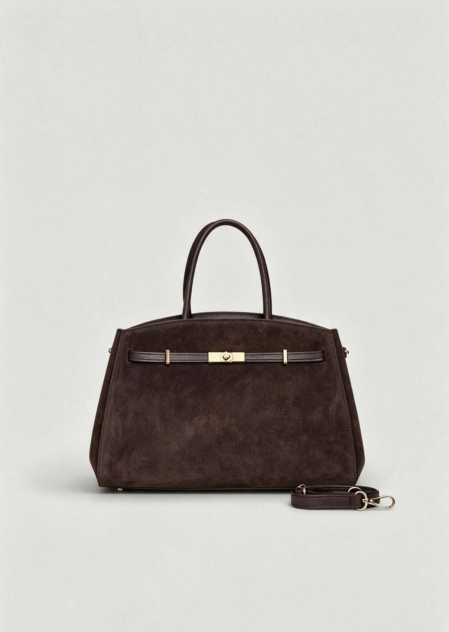 Sac à main en véritable cuir suédé Marron
