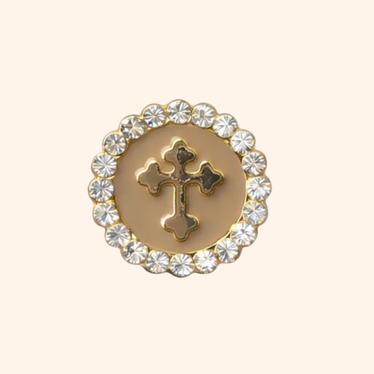 Bijou de bouton Croix Talisman – Cappuccino – photo principale – Miss Cappuccino