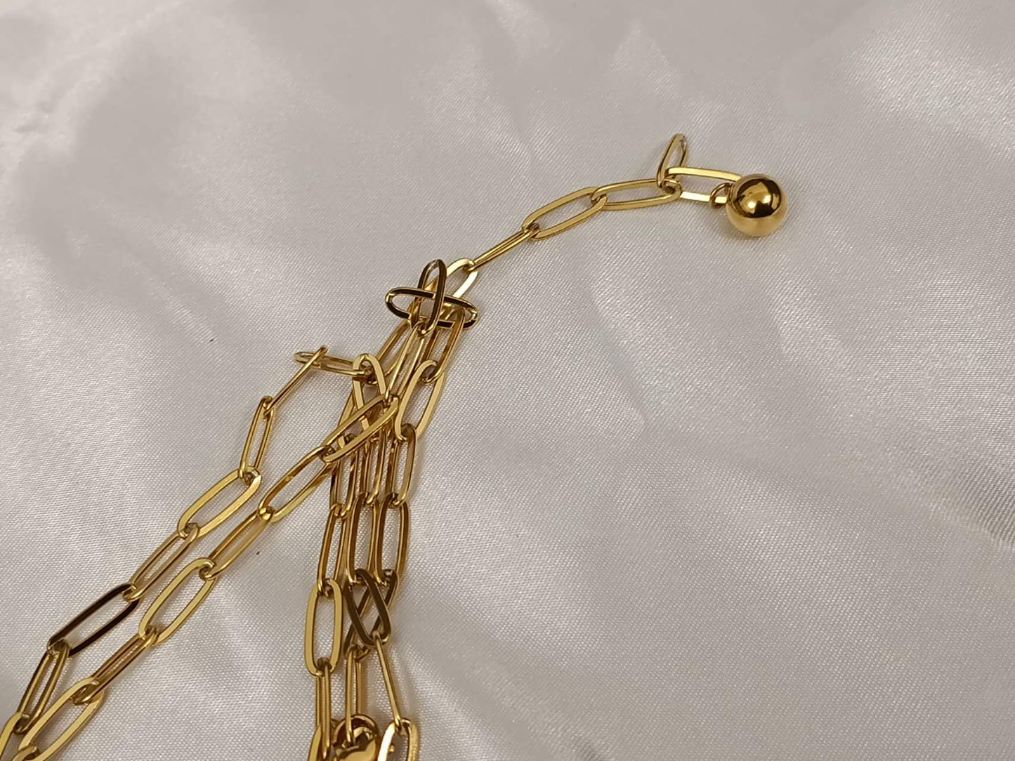 Collier long pendentif boule en acier inoxydable plaqué or 18K: Oro amarillo