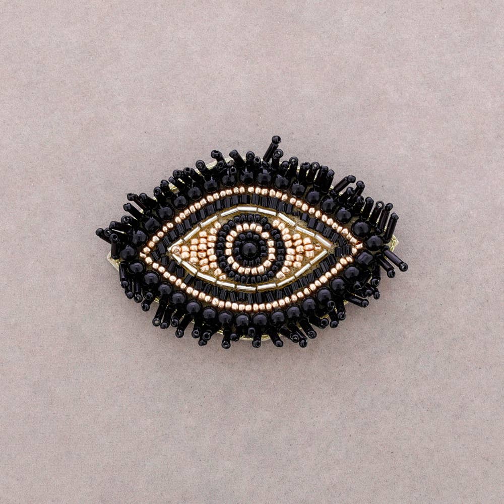 Broche Œil Perles: NOIR