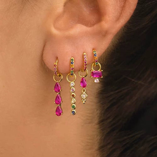 Harper – Ensemble 4 Bijoux d’Oreilles Multicolores & Dorés