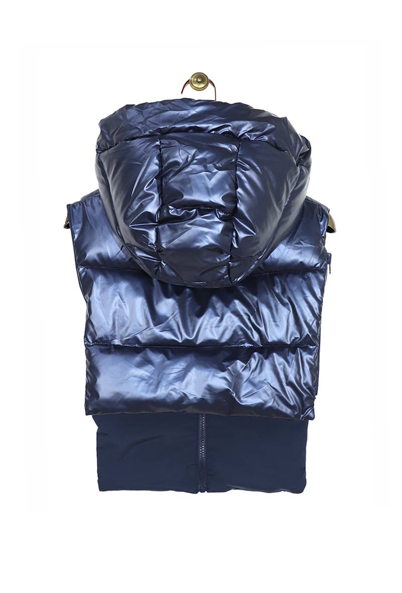 Capuche doudoune imperméable réversible : Bleu marine