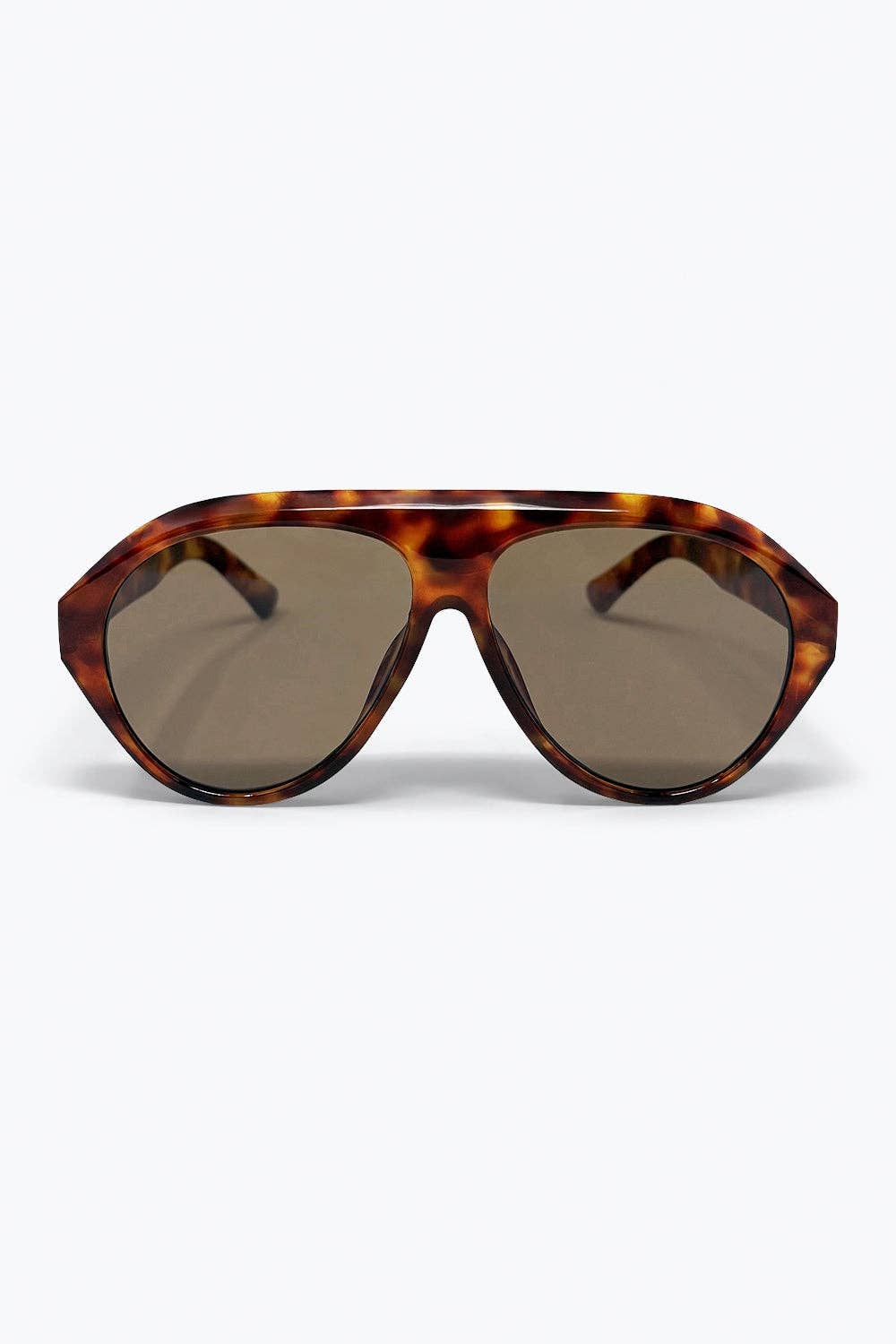 Lunettes de soleil aviateur rétro en écaille de tortue avec verres marron: GREEN / ONE