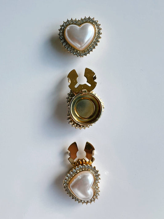 Bijoux de Bouton Kickan – Breloque Bouton Cœur de Perle Or 5P