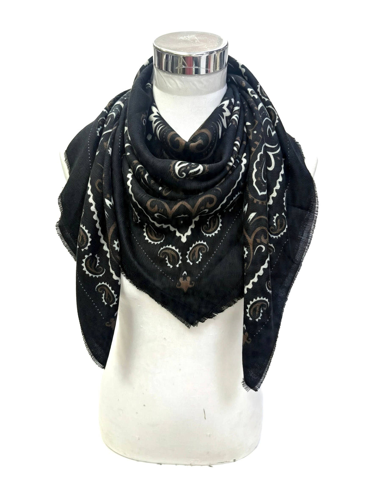 Foulard Grand Carré Lainé Bandana: Noir