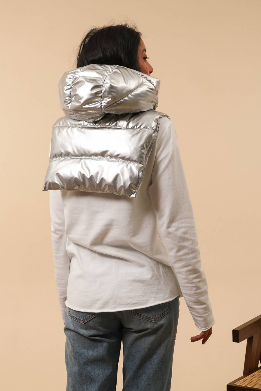 Capuche doudoune imperméable réversible : Acier – photo 8 – Miss Cappuccino