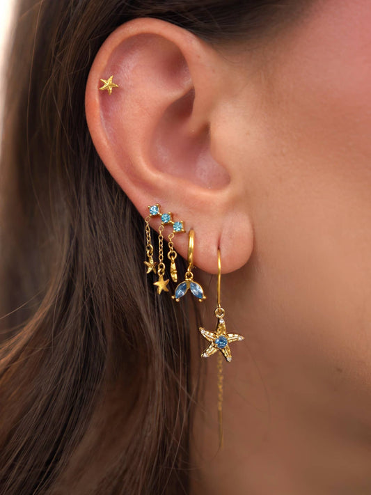Ensemble de 4 Bijoux Étoile de Mer Dorés en Acier Inoxydable