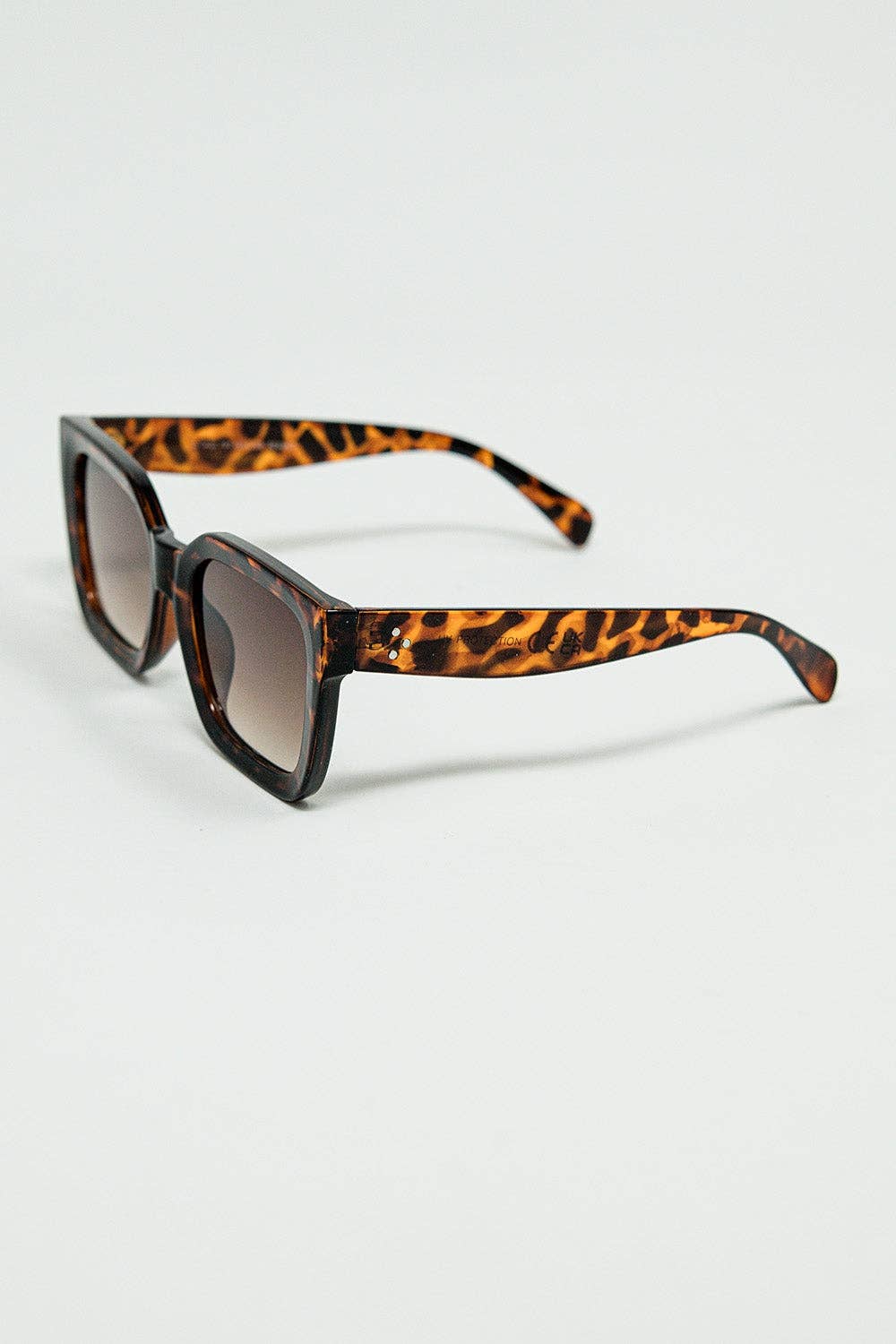 Lunettes de soleil carrées marron à imprimé animal: Marron / Taille unique