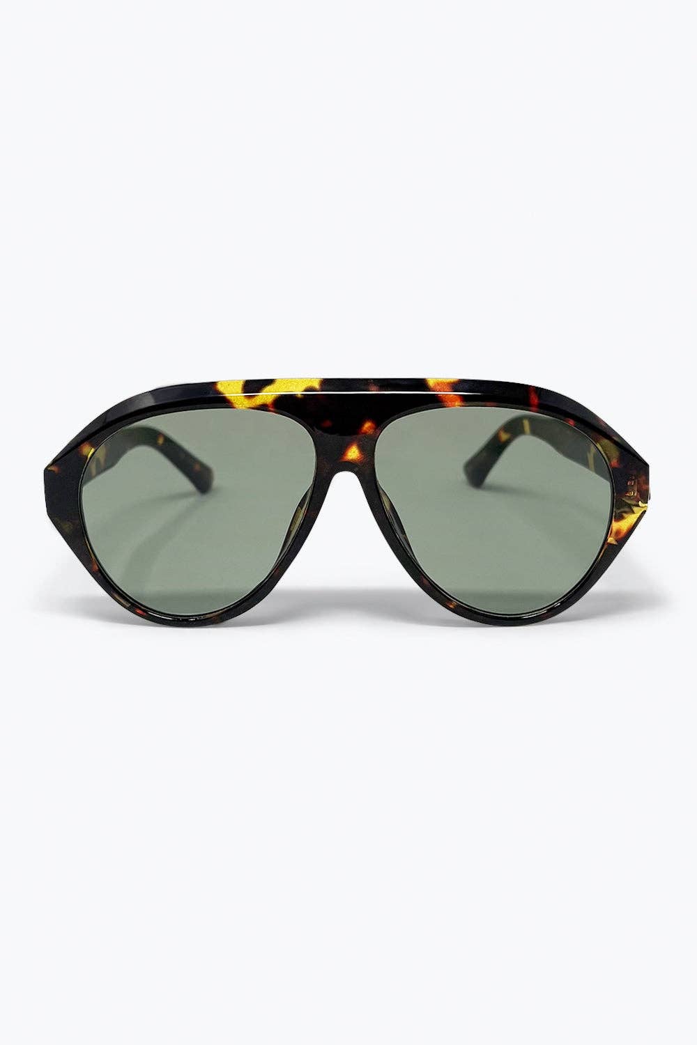Lunettes de soleil aviateur écaille de tortue à verres verts: GREEN / ONE