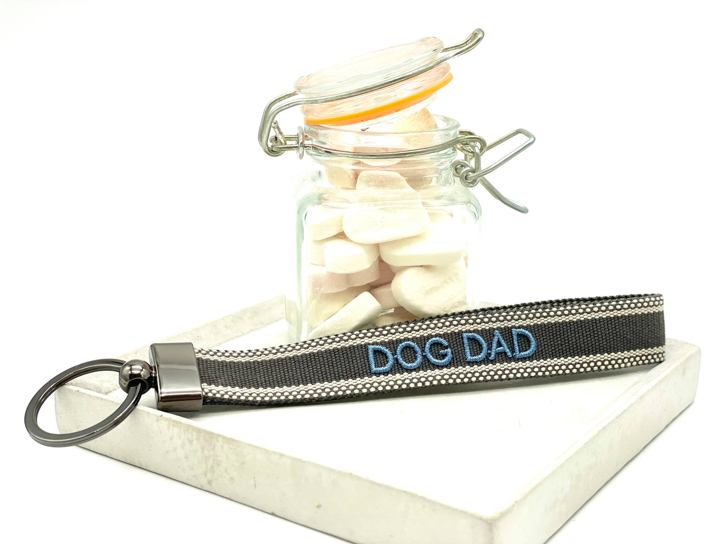 Porte-clés brodé tissé DOG DAD