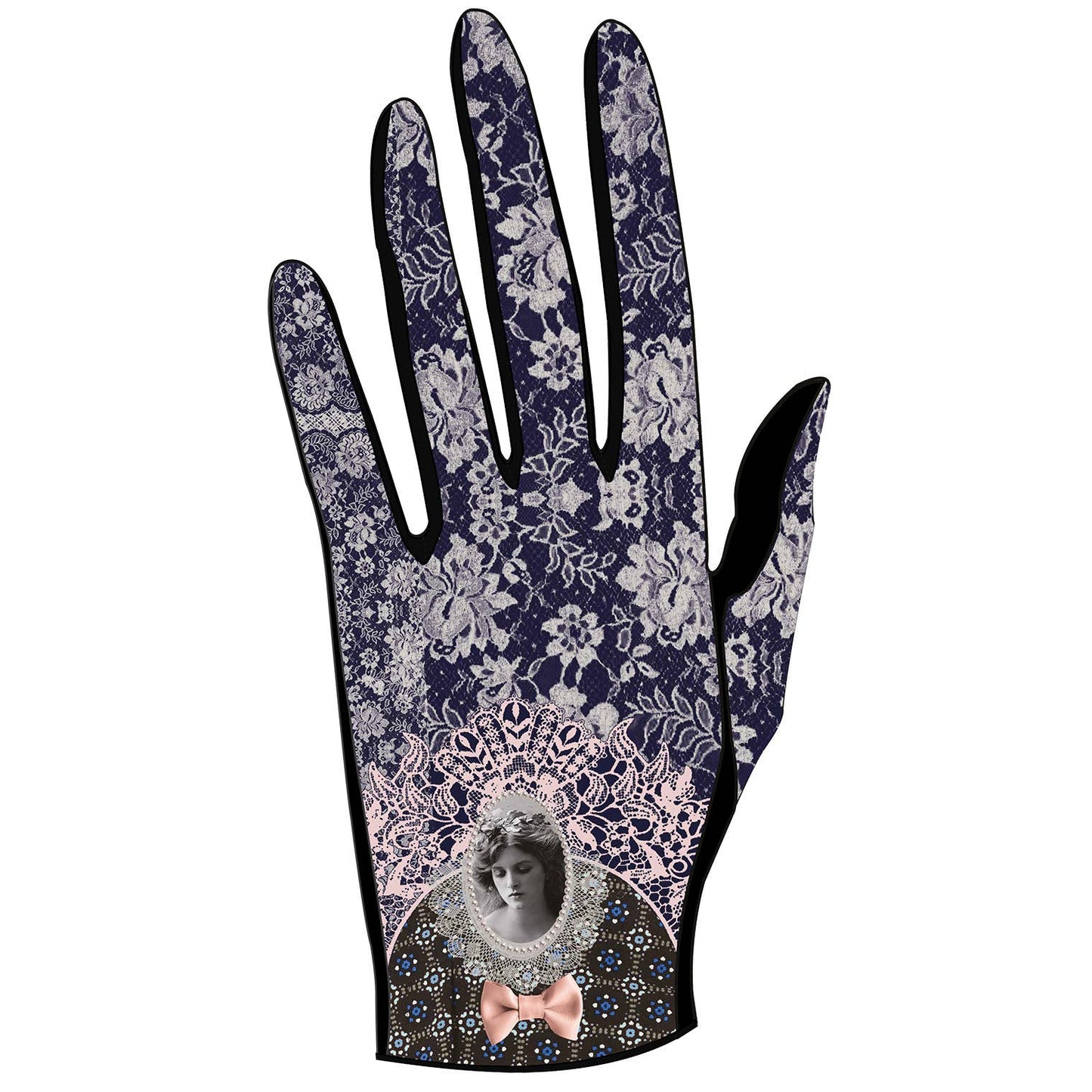 Gants avec empiècements cuir GLADYS: M
