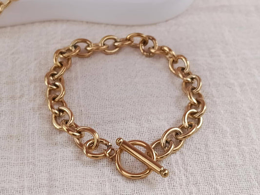 Parure de bijoux chaîne épaisse à fermoir T-bar et bracelet en acier: Juste le bracelet