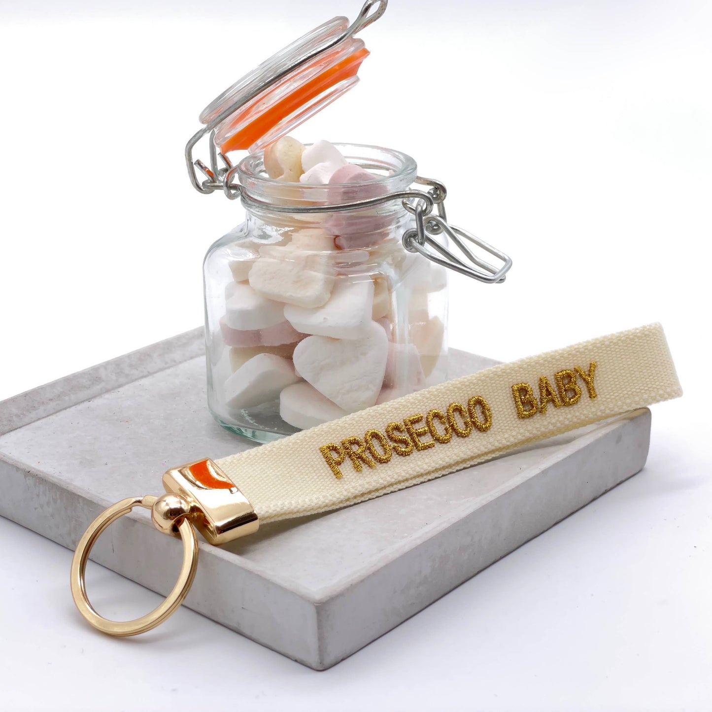 Porte-clés PROSECCO BABY, brodé tissé