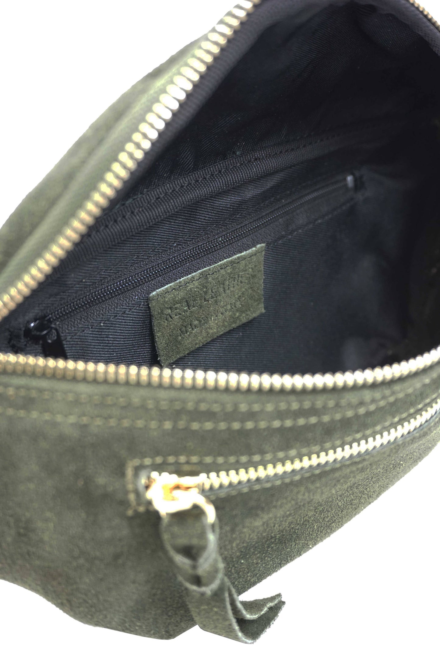 Sac banane double zip en cuir: Chocolat