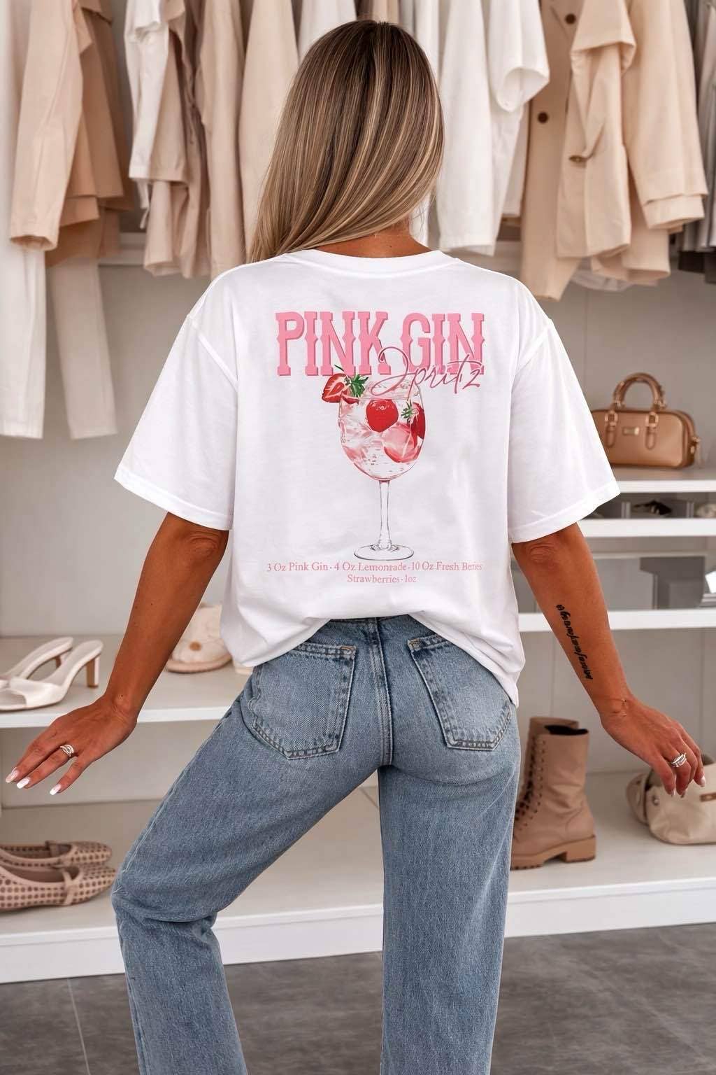 T Shirt Coton PINK GIN Imprimé Tendance Qualité Premium