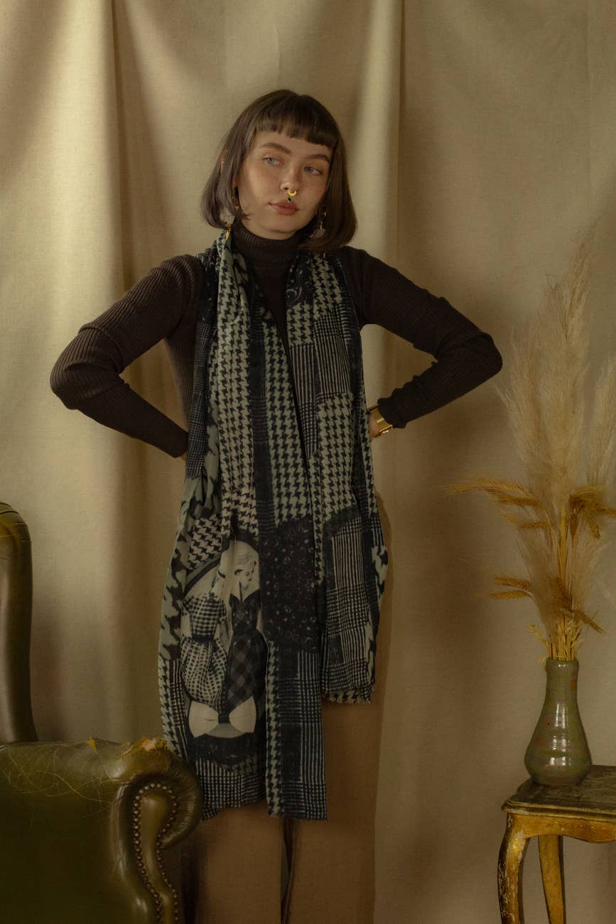 FOULARD Grande écharpe cachemire 200x70cm, imprimé KARL