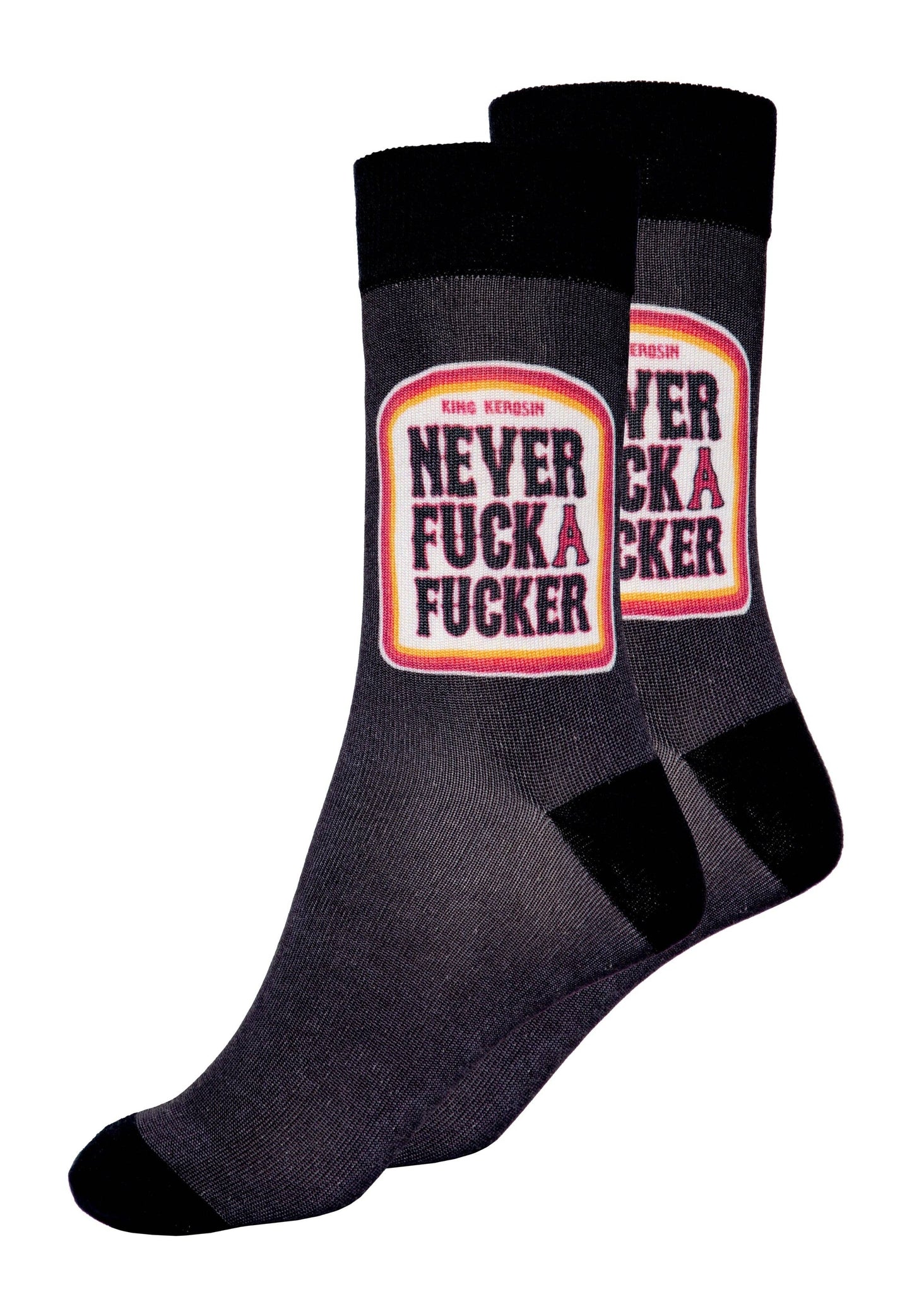 Chaussettes « Never Fuck a Fucker »: Gris foncé / 39-42