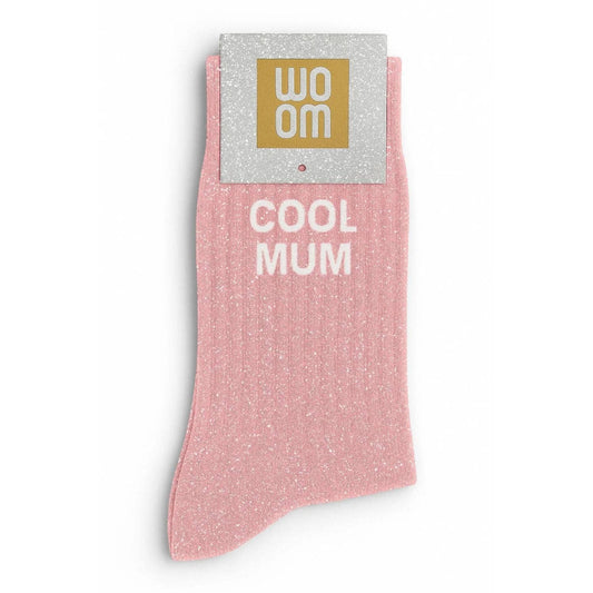 Chaussettes à Paillettes à Message "Cool Mum" - Rose – photo principale – Miss Cappuccino