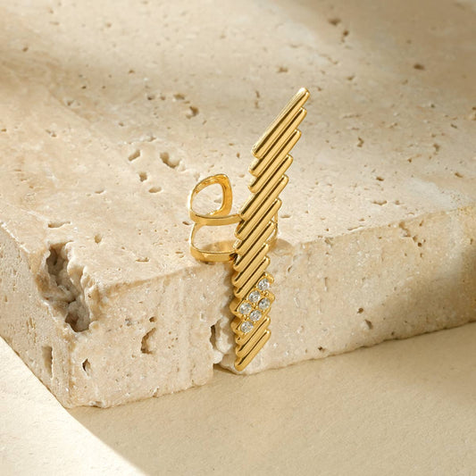 Bijou d’oreille Earcuff doré ajustable graphique à barrettes strass
